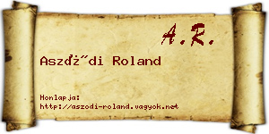 Aszódi Roland névjegykártya